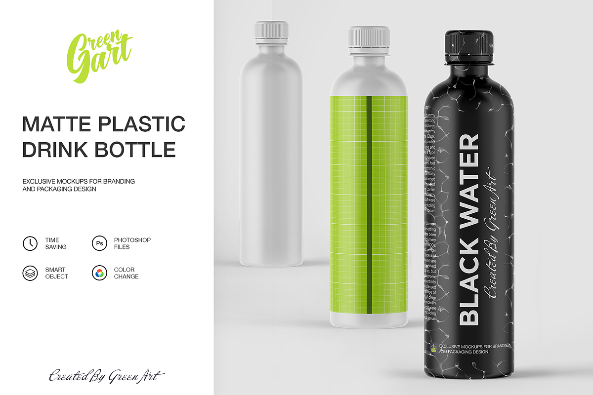 Matte Plastic Drink Bottle Mockup, a Product Mockup by Green Art (Photo 3 of 4)