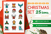 Christmas Line Icons Set + Bonuses, an Outline Icon by Boyko Pictures (Thumbnail 1 of 14)