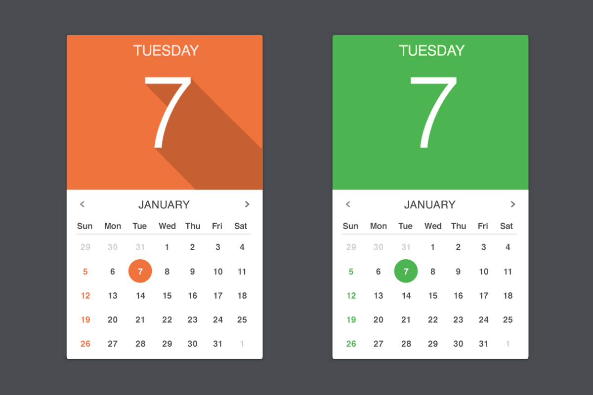 Flat Calendar Widget, a Templates & Theme by Creative VIP