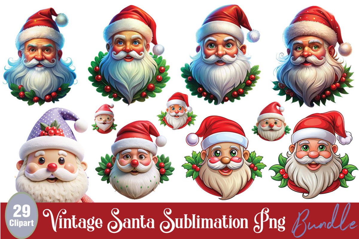 Vintage Santa Sublimation Bundle, an Object Graphic by DollarSmart