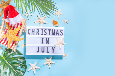 Christmas in July summer holiday and sale background, a Holiday Photo by Rimma