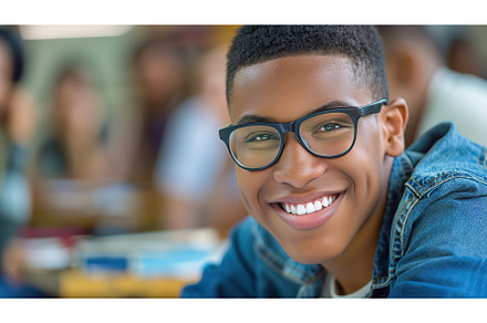 Happy African American teenage boy, a School & Education Photo by Lermont51