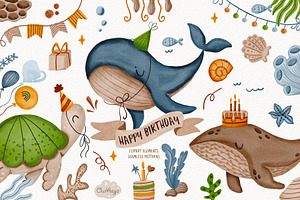 Sea animals. Birthday collection.