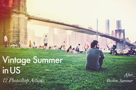 Vintage Summer in US - 12 PS Actions