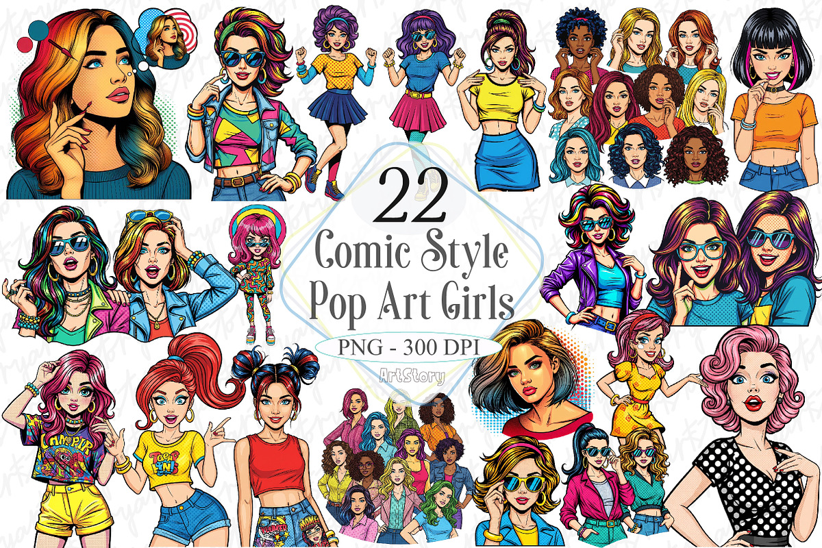 Comic Style Pop Art Girls, a Graphic by designcity5 (Photo 1 of 5)