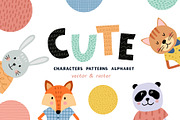 Cute Characters Patterns & Alphabet, an Animal Illustration by mejorana (Thumbnail 1 of 7)