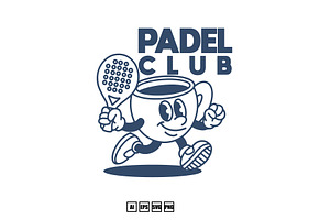 Mascot Line Art Padel, an Illustration by kalehstudio