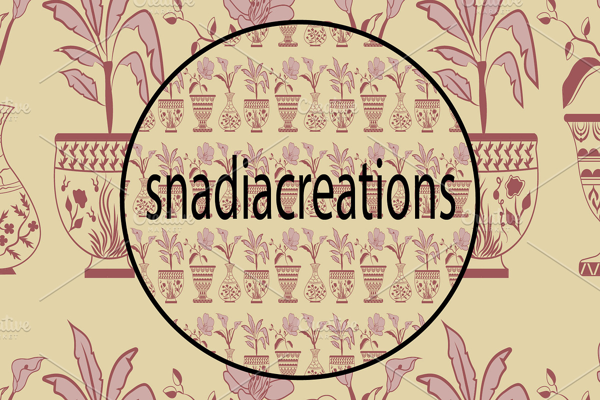 Vintage Potted Plants, a Pattern Graphic by snadiacreations