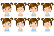 Little Girl Expressions Set, a Person Illustration by Melisende Vector (Thumbnail 1 of 2)
