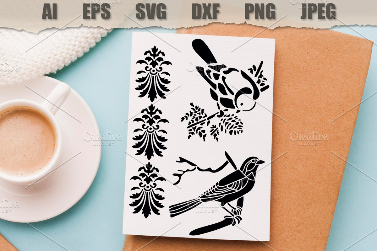 Stencil Birds on a branch, an Animal Illustration by MARYCRAFTIRIA (Photo 3 of 3)