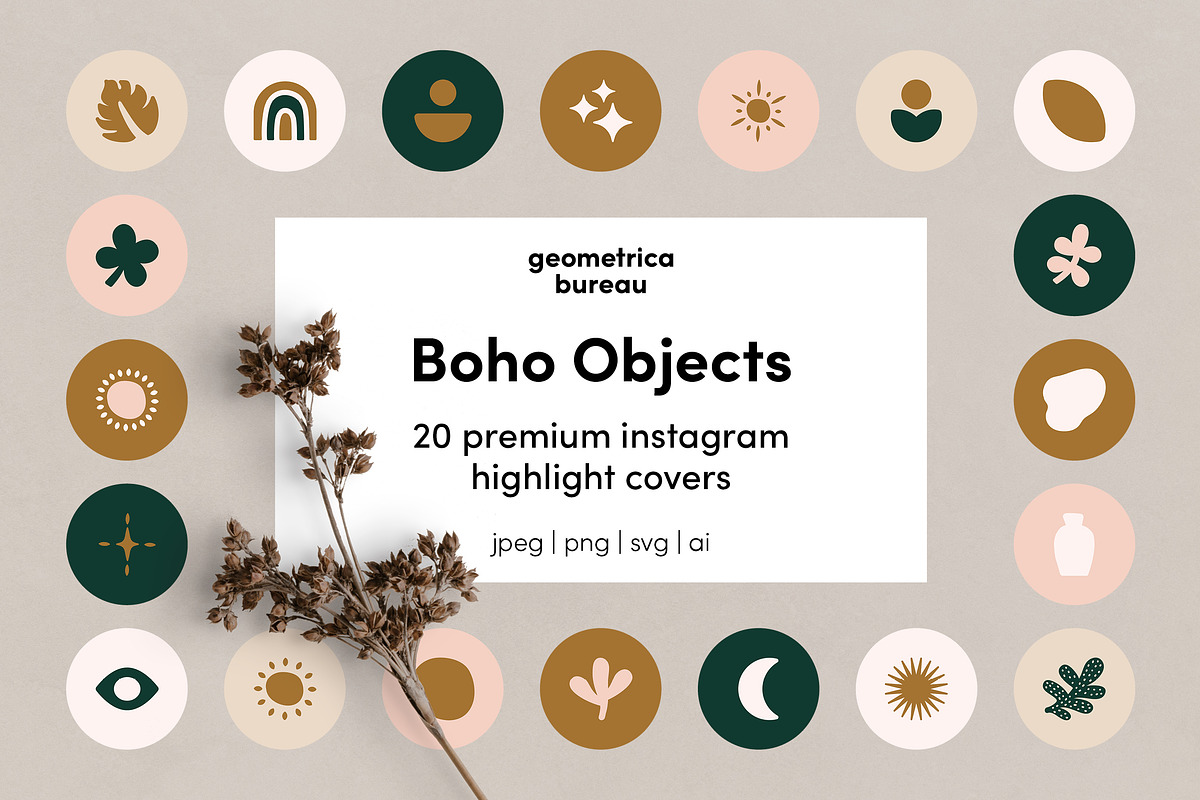 Instagram Highlight Covers Boho Vol1, a Social Media Template by Geometrica Bureau (Photo 1 of 7)