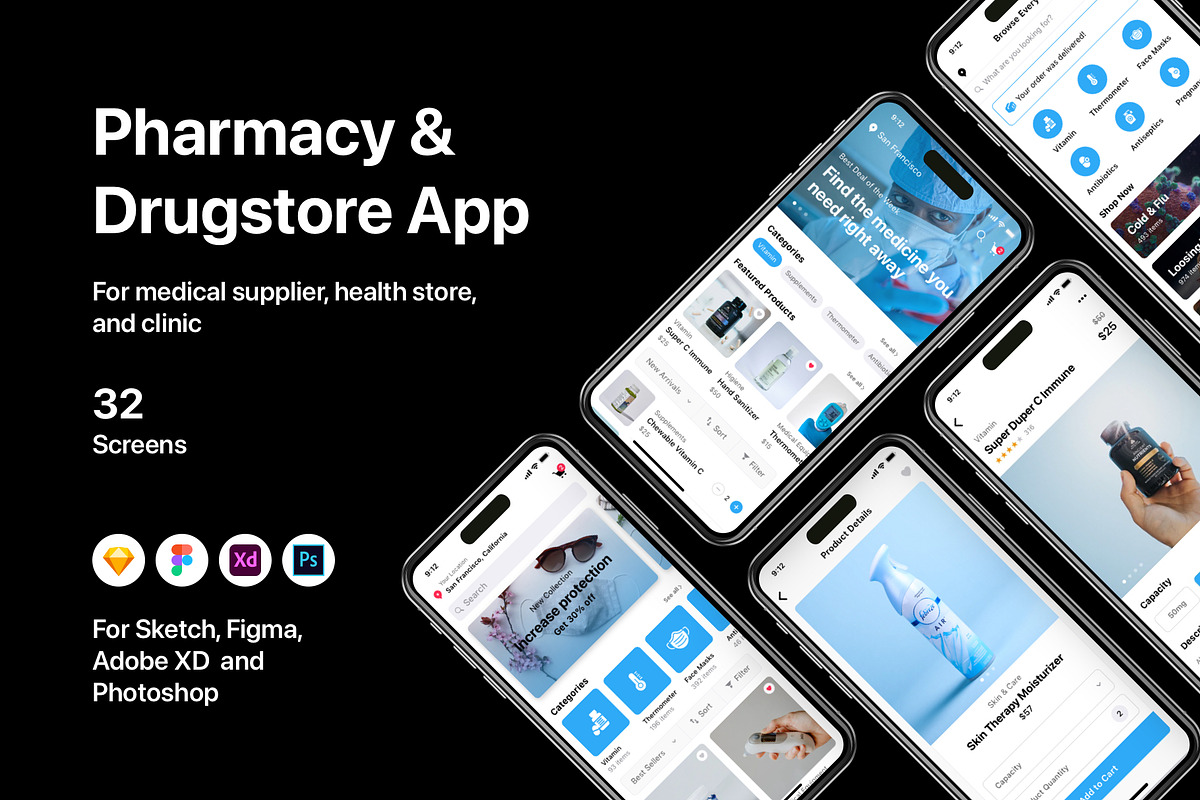 Pharmacy & Drugstore App, an UI Kit Template by flr.24 (Photo 1 of 2)