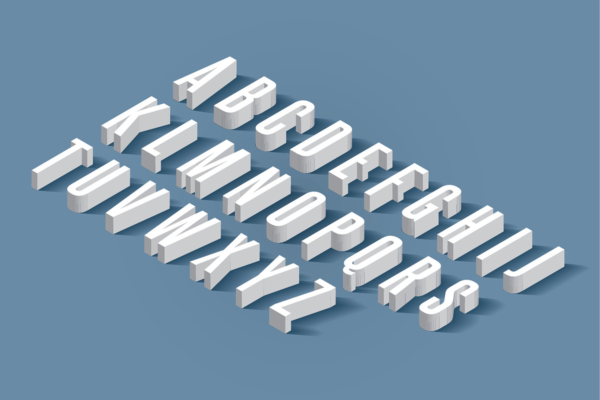 isometric typography design vector, an Illustration by lyeyee