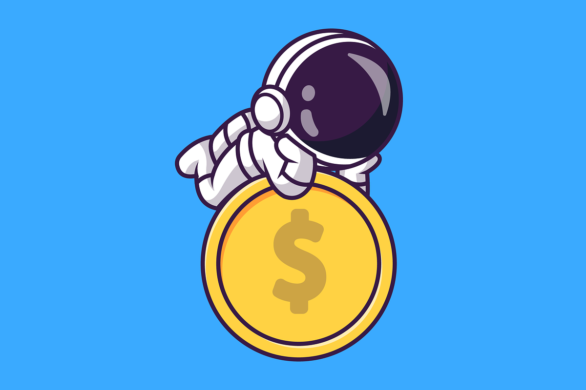 Cute Astronaut Laying On Gold Coin, a Finance Illustration by Catalyst Labs