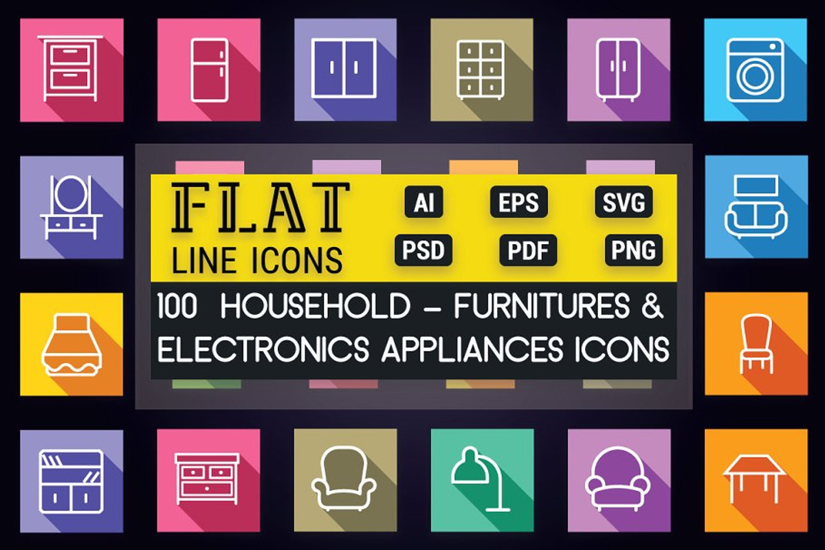 Home Appliances and Furniture Icons, an Outline Icon by FlatLineIcons (Photo 1 of 6)