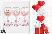 Kawaii Hearts in Wine Glasses PNG, an Illustration by Daily.Designs (Thumbnail 3 of 5)
