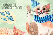 Cat watercolor clipart, an Animal Illustration by AnastasiaWatercolor (Thumbnail 6 of 6)