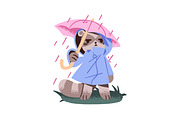 Animals with umbrella under rain set, an Animal Illustration by PaperTrident (Thumbnail 4 of 9)