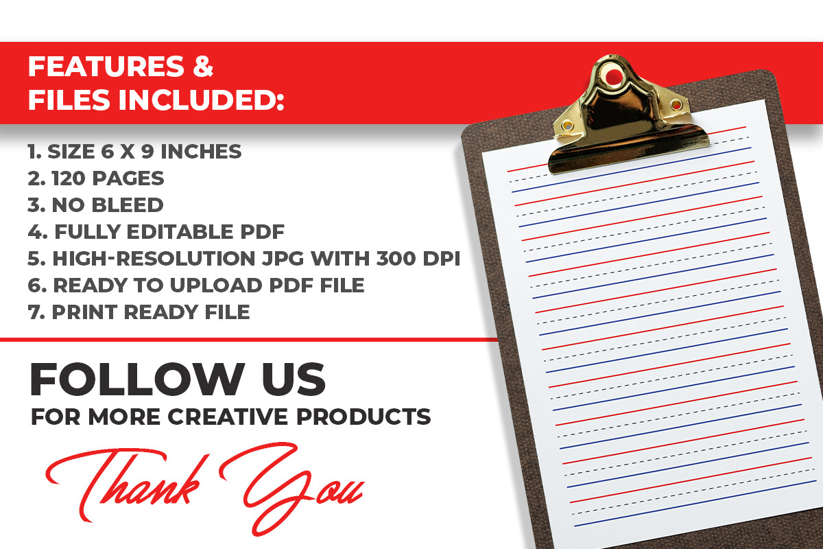 Red And Blue Lines Handwriting Sheet, a Print Template by M9 Design (Photo 3 of 3)