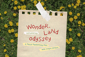 Wonderland Odyssey Crayon Messy Font, a Handwritten Font by Perplexitics