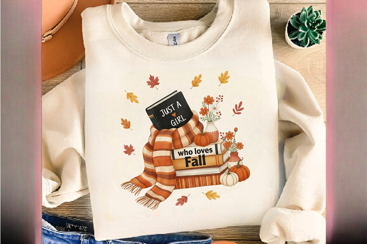 Just a Girl Who Loves Fall, Bookish, an Illustration by DreamArtGraphic (Photo 4 of 5)