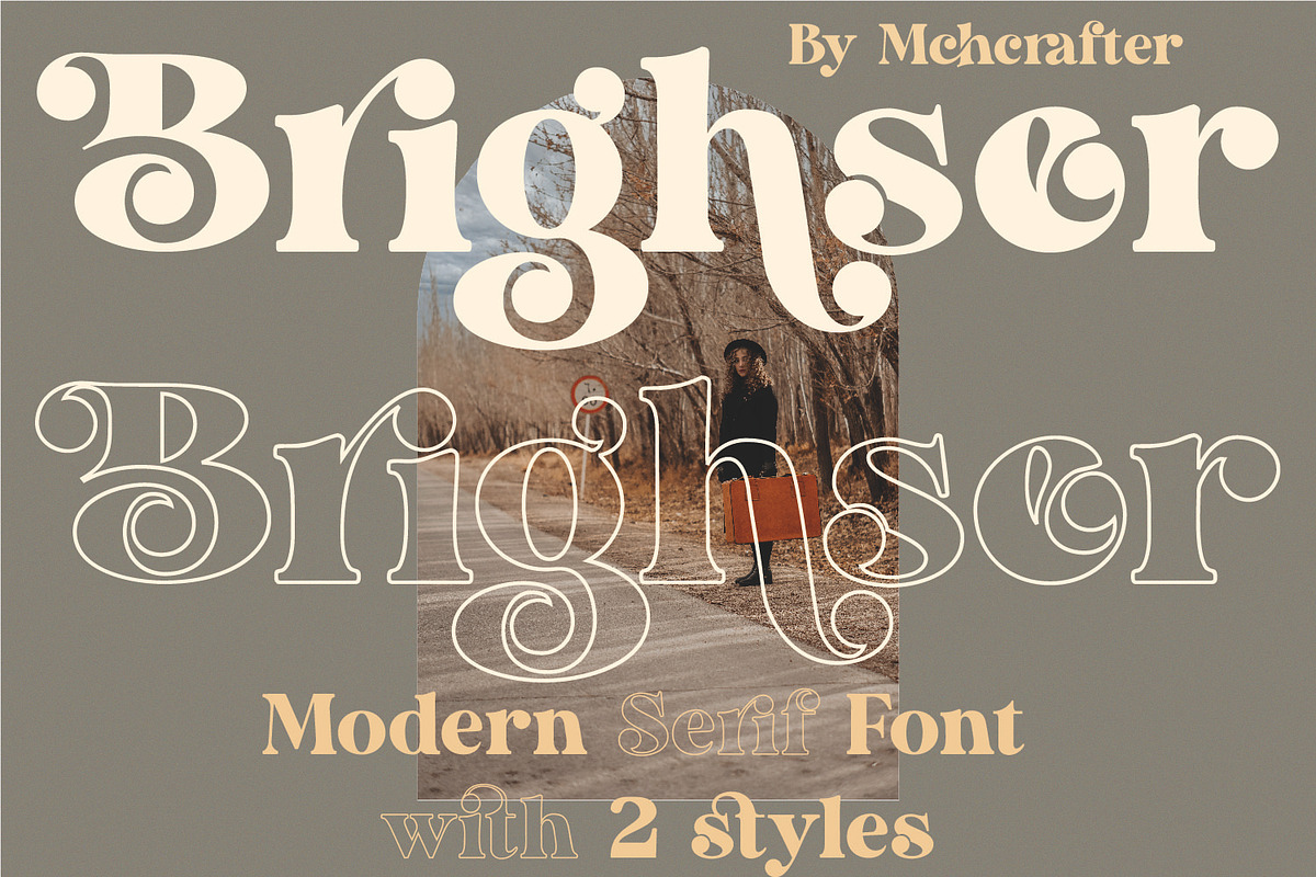 Brighser | Retro Serif Family, a Serif Font by MchCrafter (Photo 1 of 11)