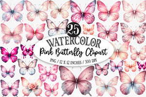 Pink Butterfly Clipart, an Illustration by Designking