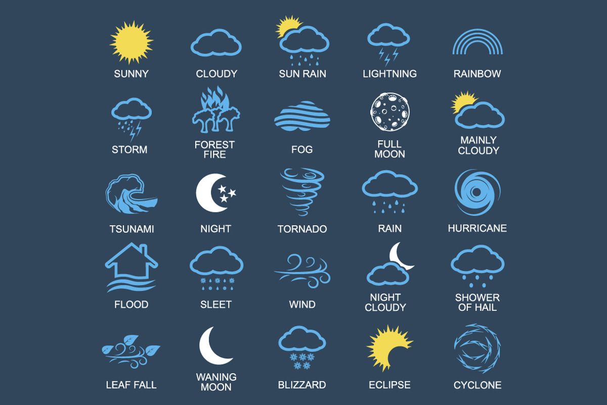 Natural disaster icons set, an Icon by Tomass2015 (Photo 1 of 6)