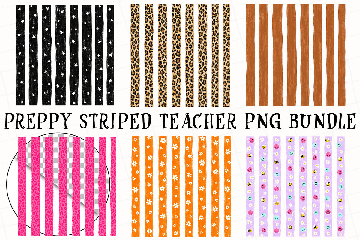 Preppy Striped Teacher PNG Bundle, a Seasonal Illustration by OK Design (Photo 2 of 6)
