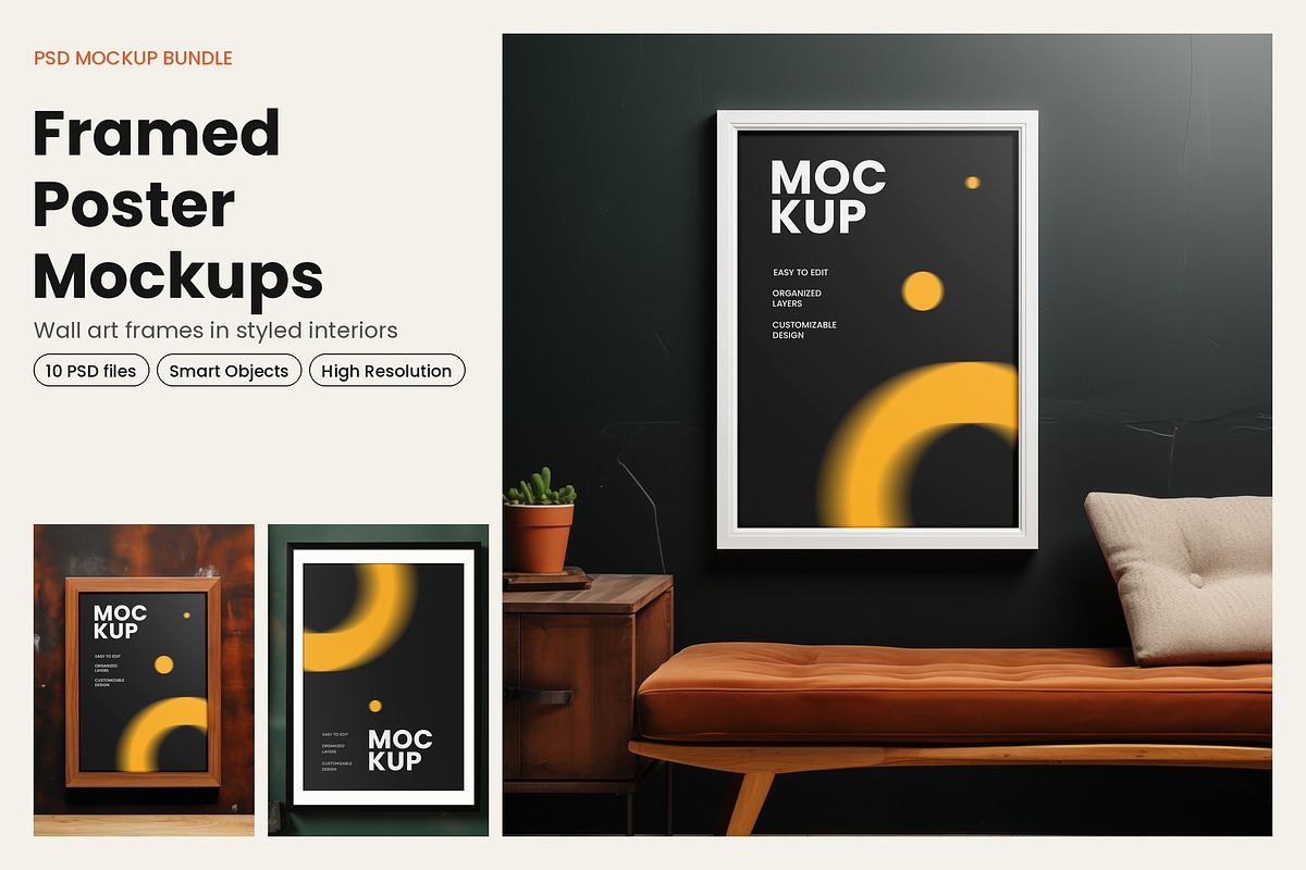 Framed Poster Interior Mockups, a Household Mockup by dpi (Photo 1 of 12)