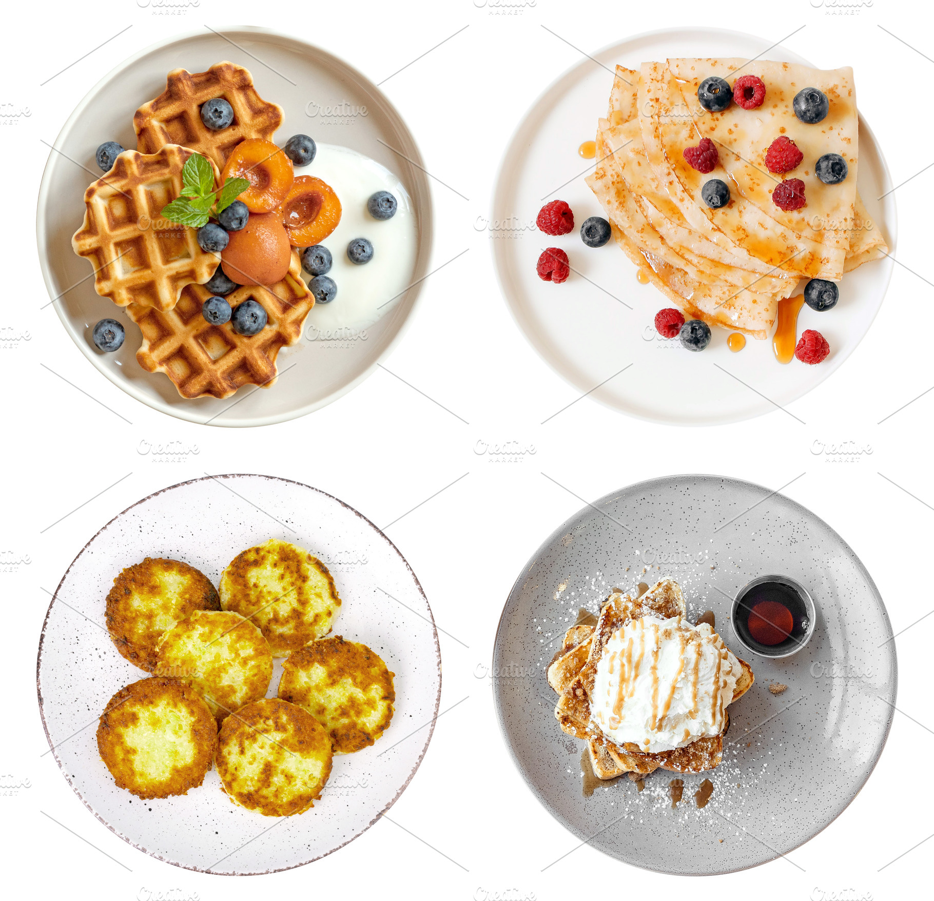 Breakfast set of various pancakes, a Food & Drink Photo by BOOCYS