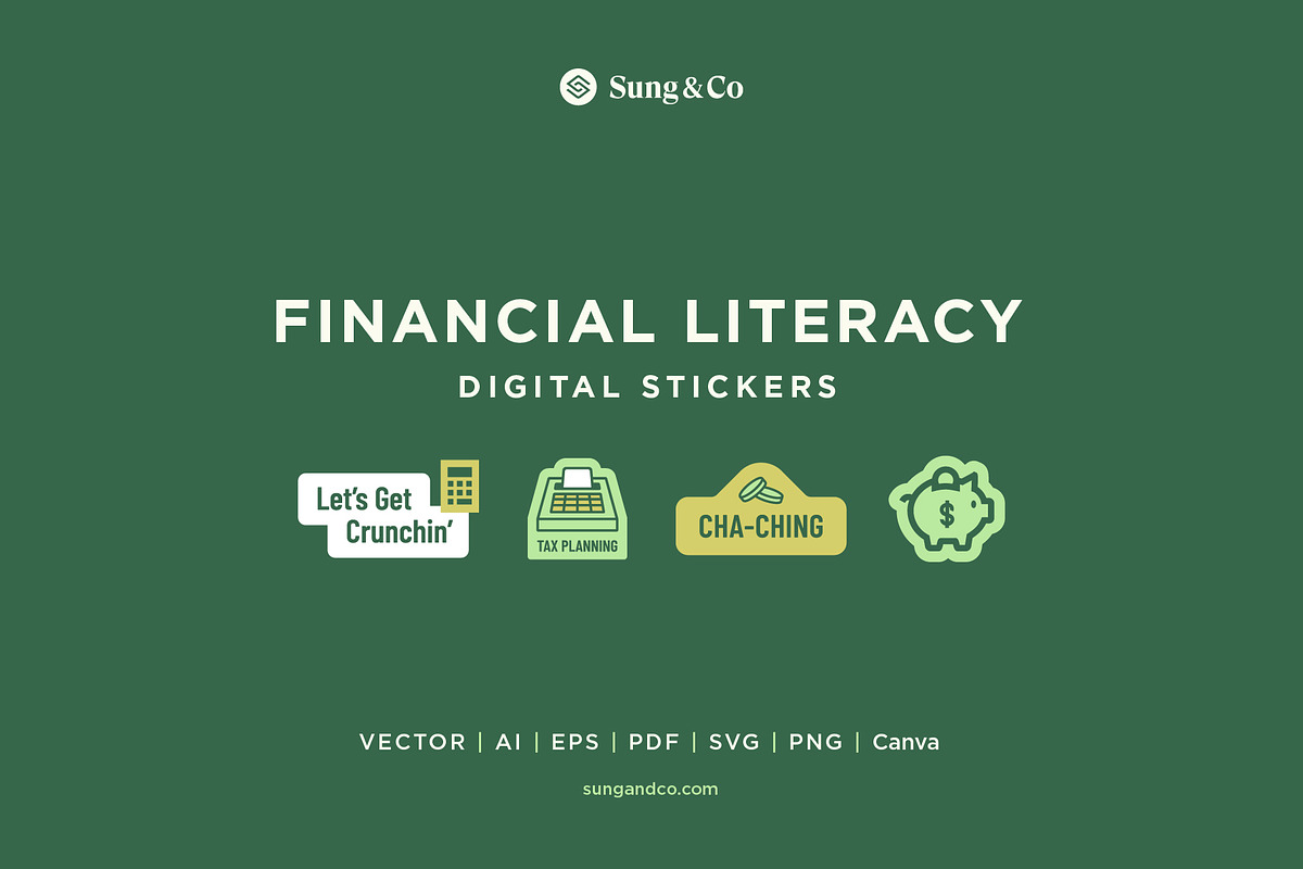 Financial Literacy Digital Stickers, a Finance Illustration by sungandco (Photo 2 of 8)