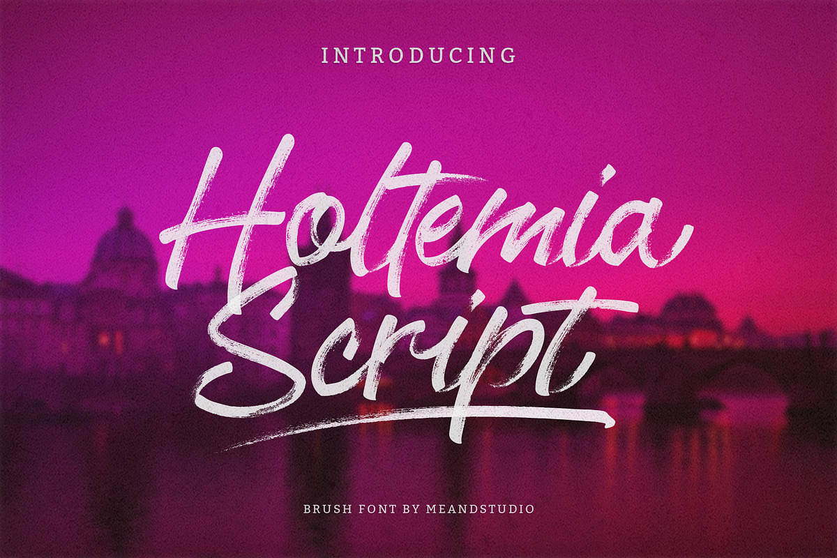 Holtemia Script – Brush Script font, a Script Font by MEANDSTUDIO (Photo 1 of 9)