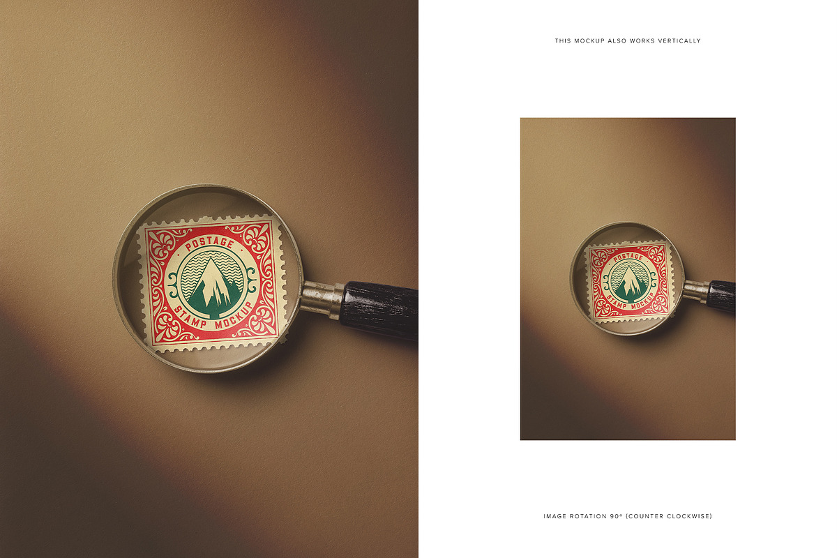 Postage Stamp Under Magnifying Glass, an Advertising Mockup by Custom Scene (Photo 8 of 11)
