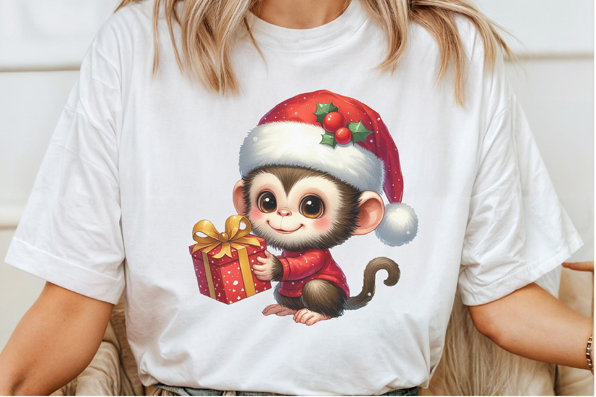 Christmas Cute Monkey Clipart Bundle, a Seasonal Illustration by Rose Art (Photo 3 of 5)