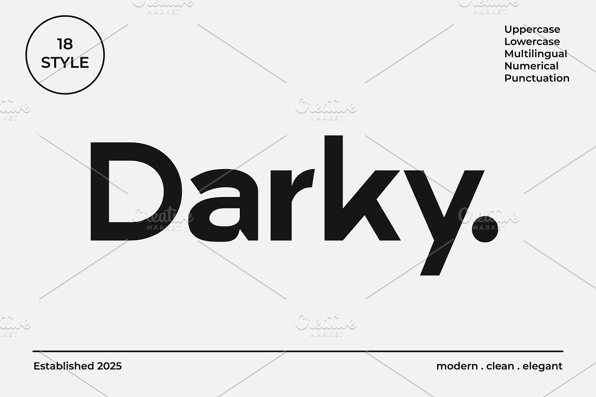 Darky Modern Elegant Font Family, a Sans Serif Font by Artiveko (Photo 1 of 8)