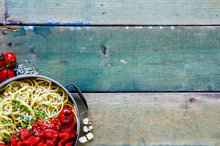 Spaghetti with tomato sauce stock photo containing pasta and tomato, a Food & Drink Photo by Yuliya Gontar