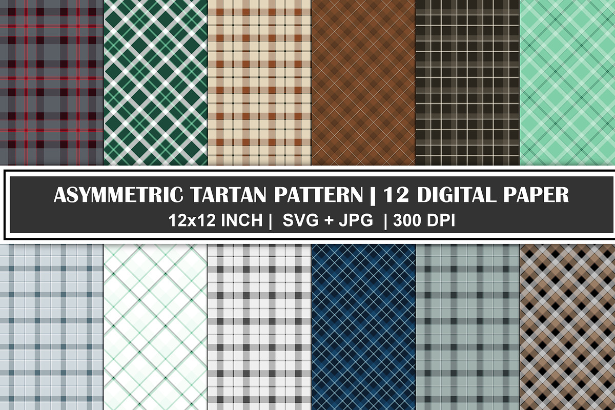 Asymmetric Tartan Pattern Bundle, a Pattern Graphic by Gfx Expert Team (Photo 1 of 3)