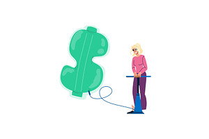 Businesswoman inflating dollar sign, a Finance Illustration by pikepicture