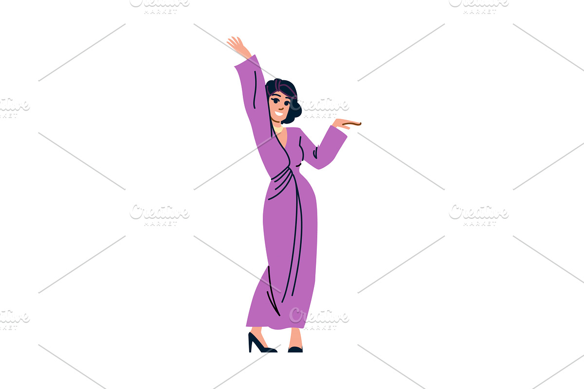 Elegant woman dancing wearing purple, a Person Illustration by pikepicture