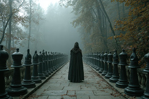 Hooded Figure Chess Pieces Foggy For, a Photo by Pixeness Studio