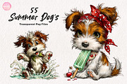 Whimsical Summer Dogs Clipart Bundle, an Illustration by CreationArt (Thumbnail 1 of 7)