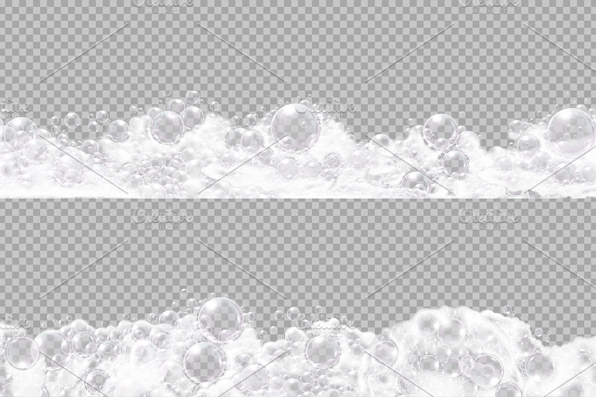 Realistic white soap foam borders, a Decorative Illustration by Yayasya (Photo 2 of 3)