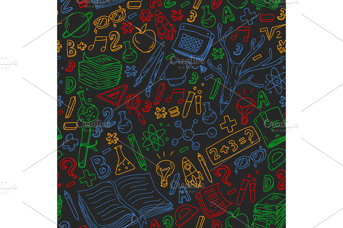 Seamless pattern. School, college, an Education Illustration by Doodle