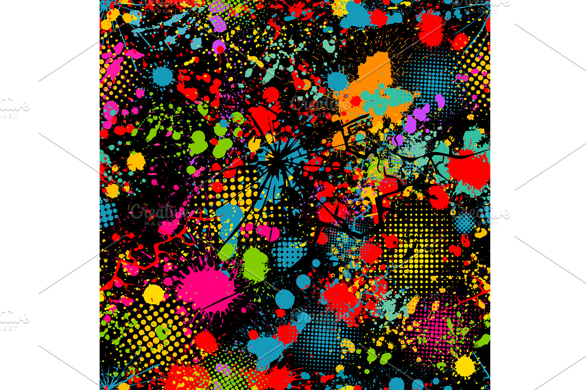 Seamless colored blots on a black, a Texture Illustration by Nenahliadava Design