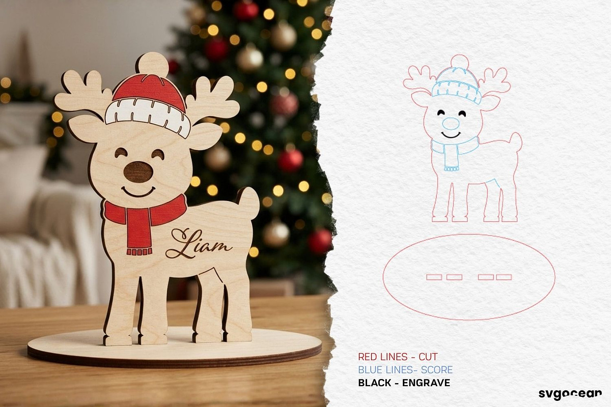 Christmas Reindeer Family SVG Bundle, a Decorative Illustration by svgocean (Photo 9 of 13)