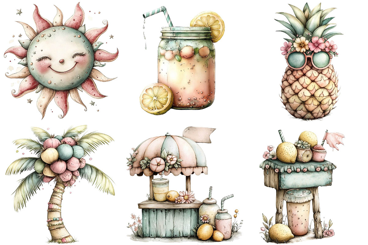 Whimsical Summer Clipart Bundle, an Illustration by DreamPrint404 (Photo 3 of 6)
