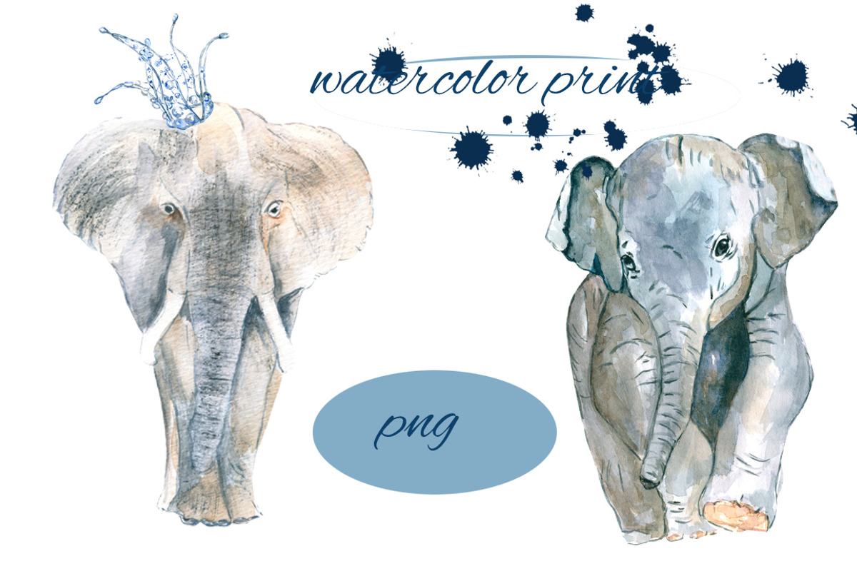 elephant watercolor, an Illustration by JuliaFast