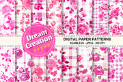 Pink Floral Gingham Seamless Pattern, a Texture Graphic by Dream Creation (Thumbnail 1 of 5)