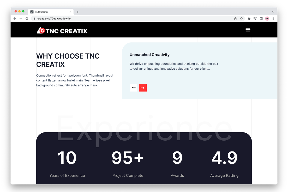 TNC Creatix Agency Webflow Template, a HTML Template by TNCFlow (Photo 7 of 10)